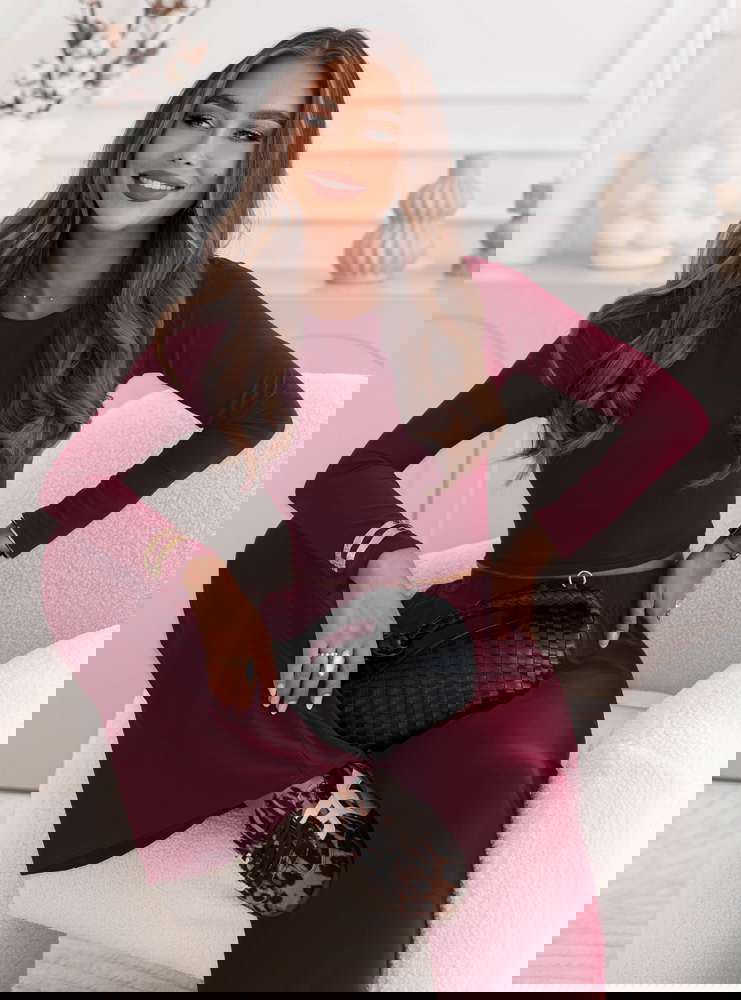 Bordowy komplet bluzka i szerokie...