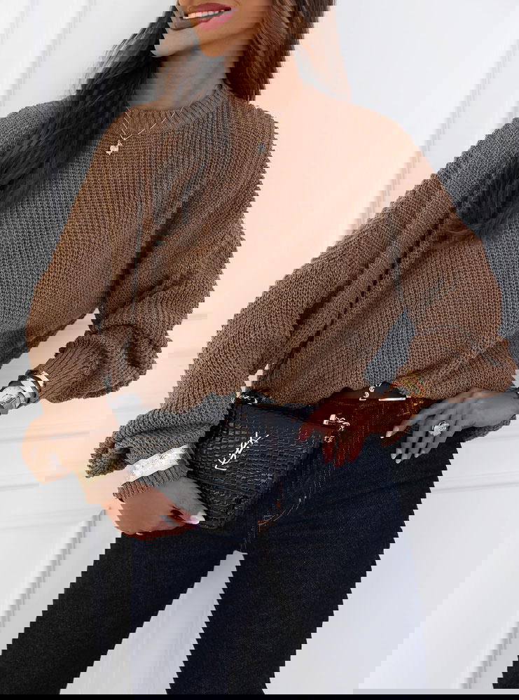 Czekoladowy oversizowy sweter Perliee