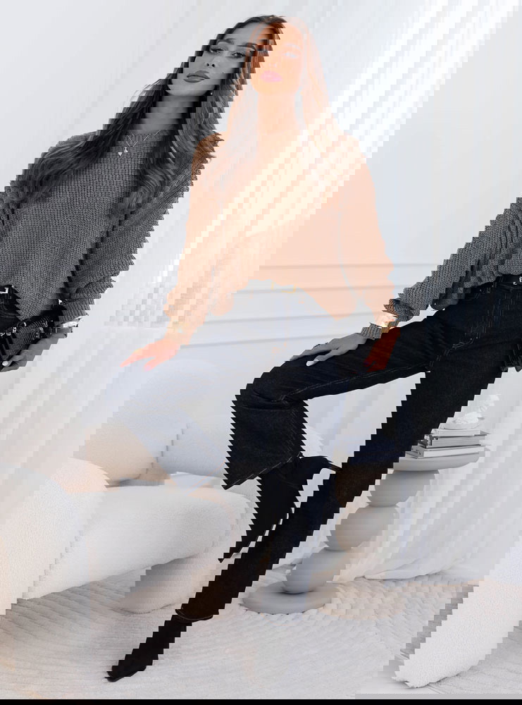 Czekoladowy oversizowy sweter Perliee