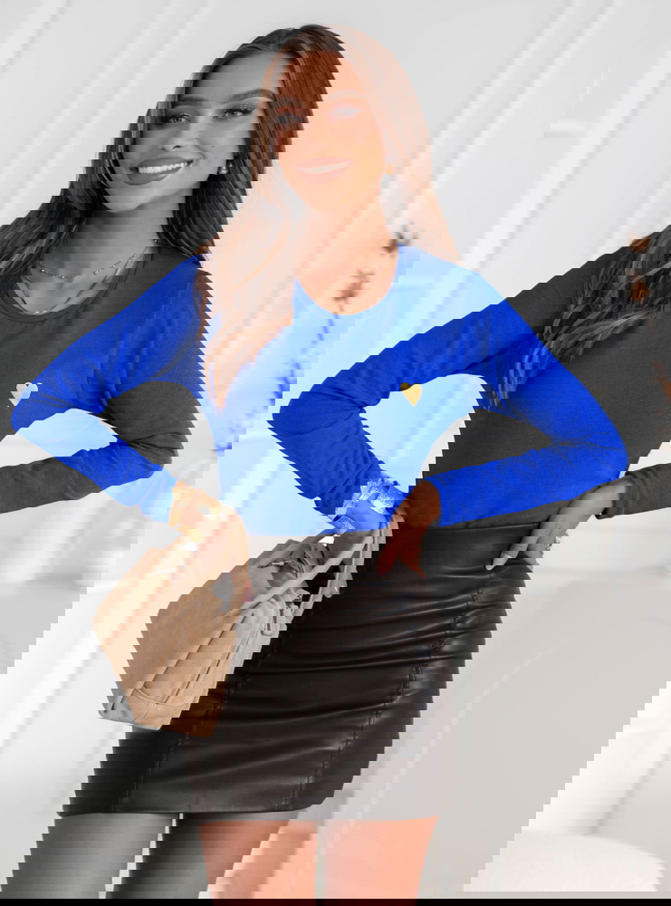 Chabrowa koszulka na długi rękaw z...