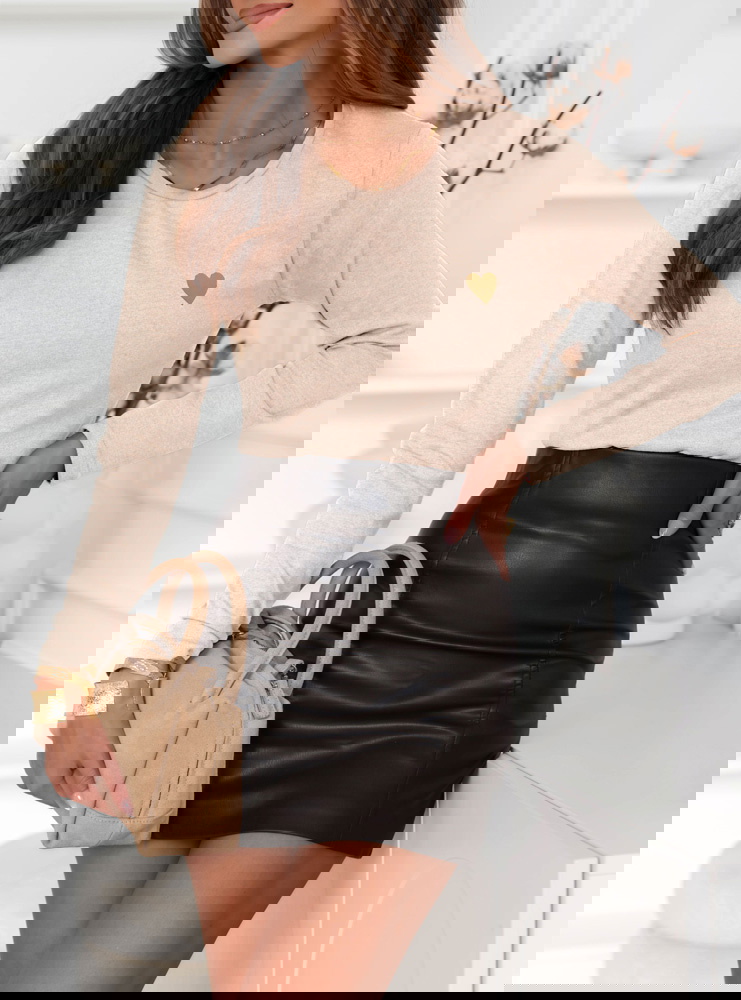 Jasnobeżowa koszulka na długi rękaw z...