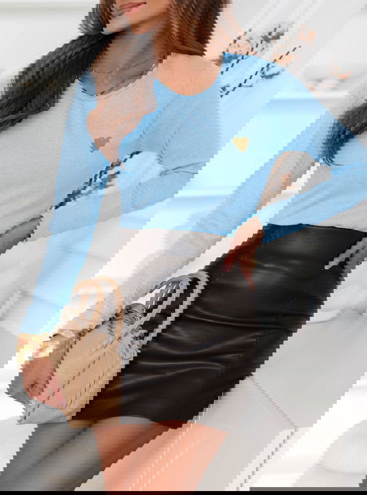 Błękitna koszulka na długi rękaw z...