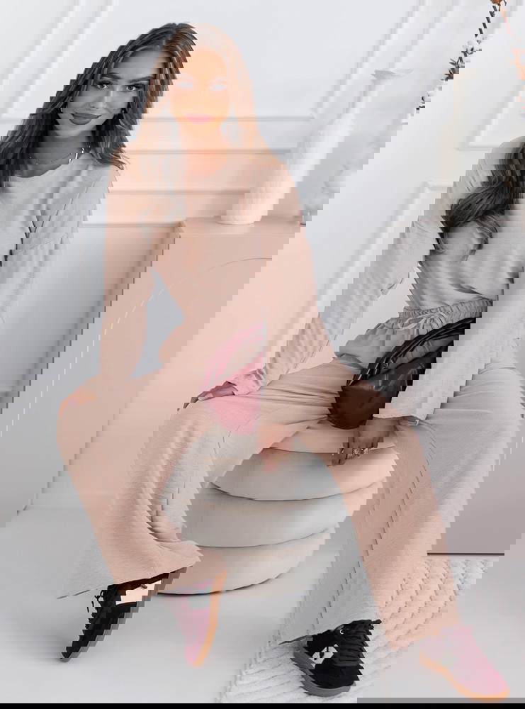 Beżowy komplet bluzka i spodnie Shalina