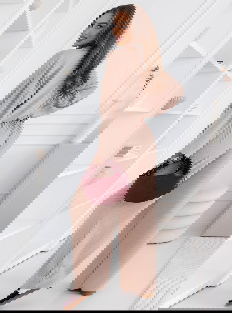 Beżowy komplet bluzka i spodnie Shalina