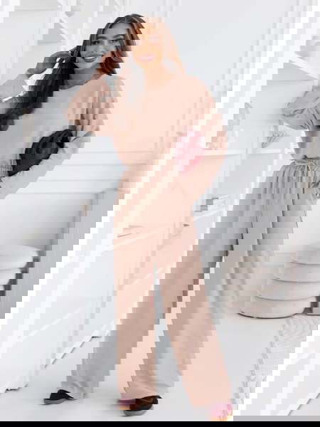 Beżowy komplet bluzka i... 2