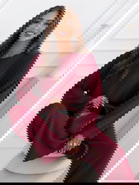 Bordowy komplet bluzka i...