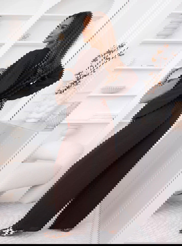 Czekoladowy komplet bluzka i spodnie...