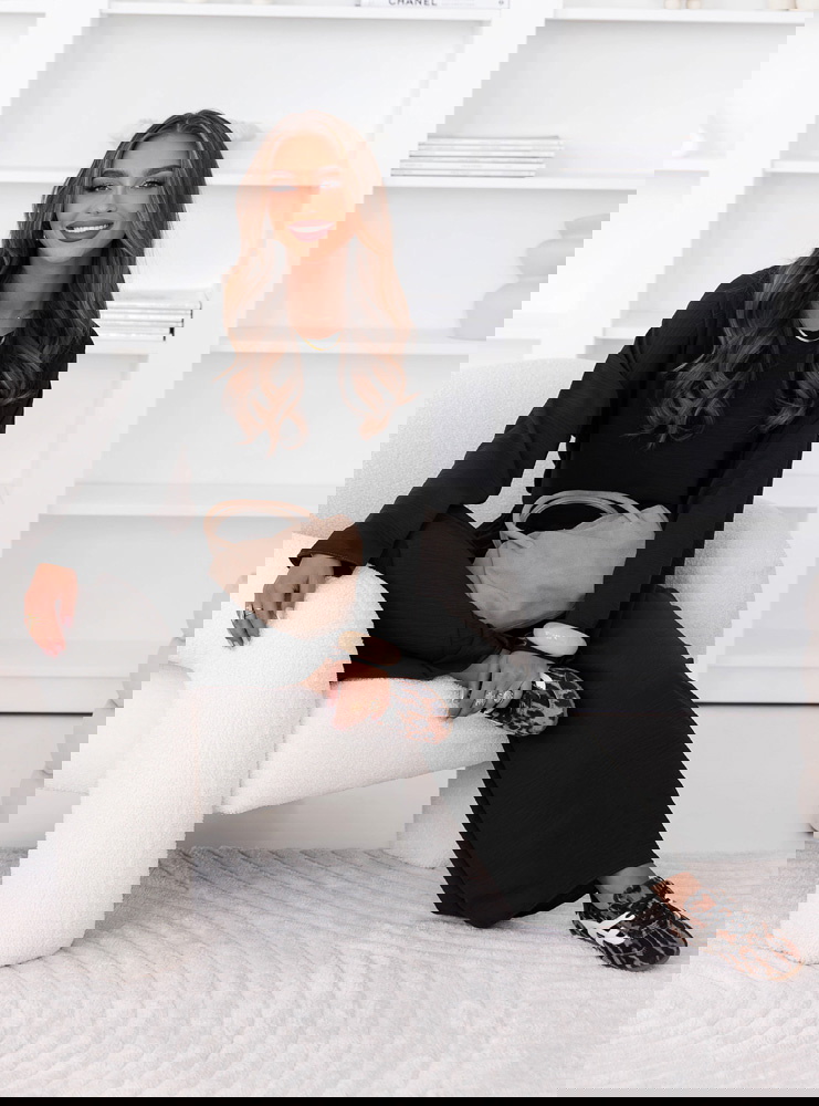 Czarny komplet bluzka i spodnie Shalina