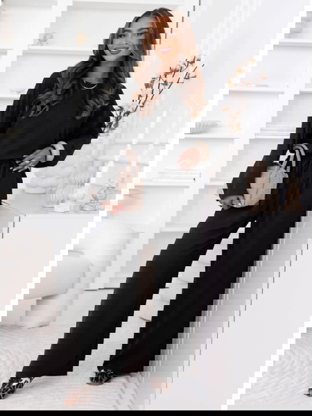 Czarny komplet bluzka i...