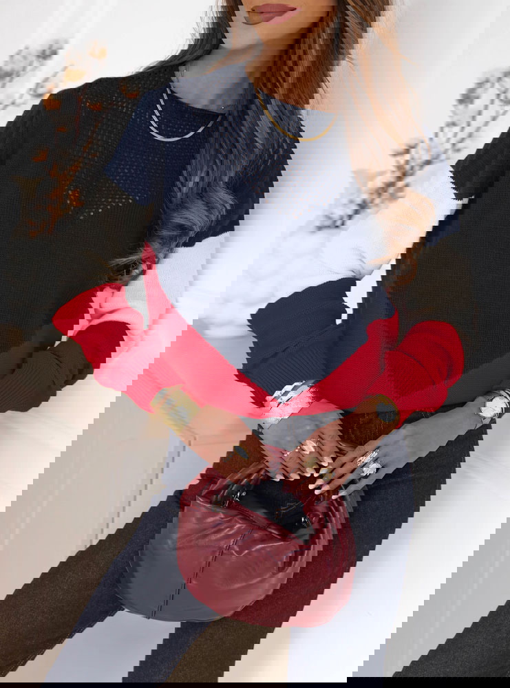 Sweter z ażurowym dekoltem Glayaa -...