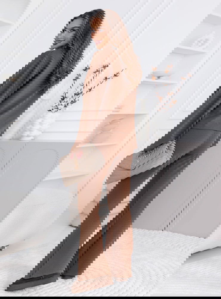 Czekoladowy komplet bluzka i szerokie...