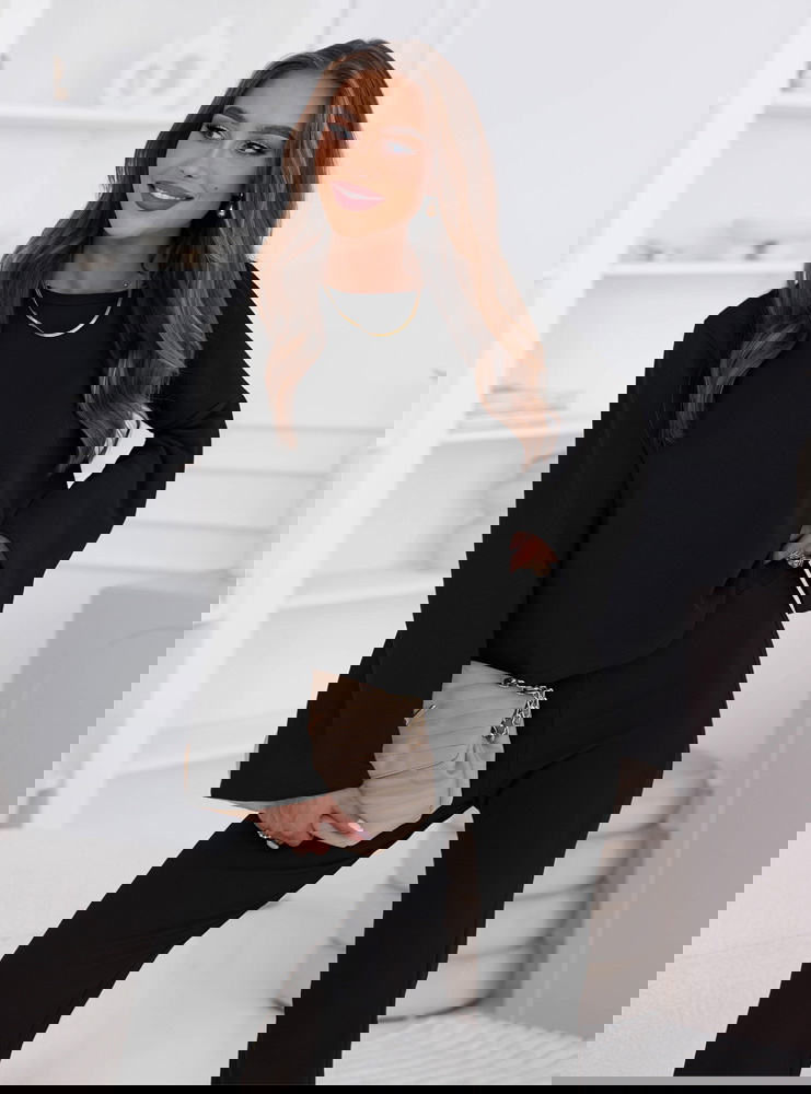 Czarny komplet bluzka i szerokie...