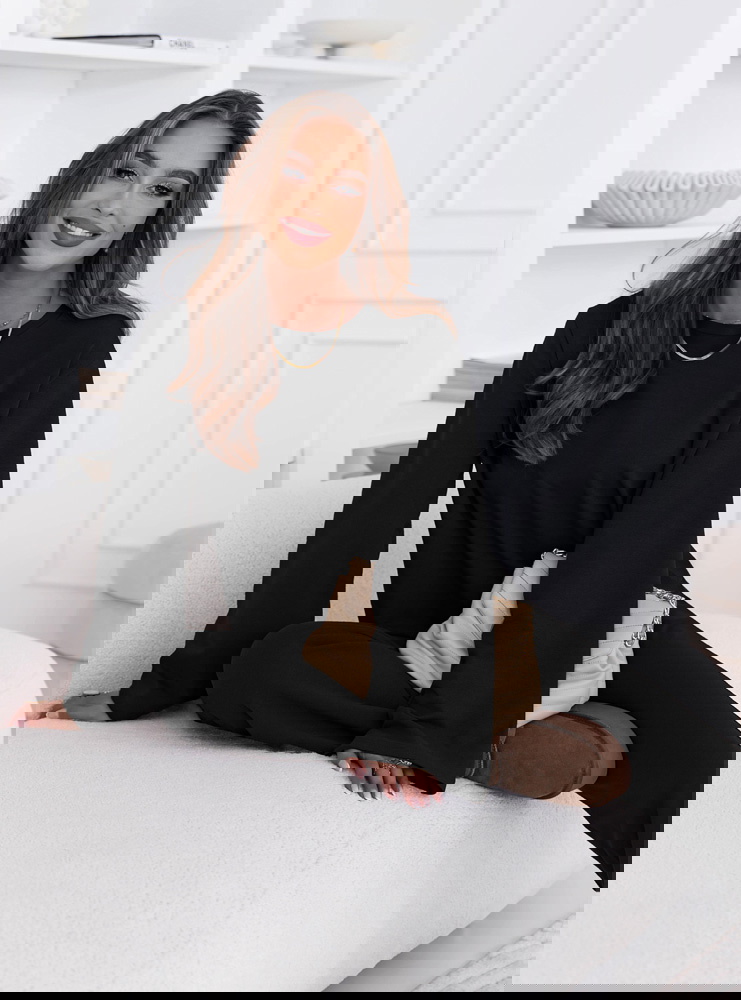 Czarny komplet bluzka i szerokie...