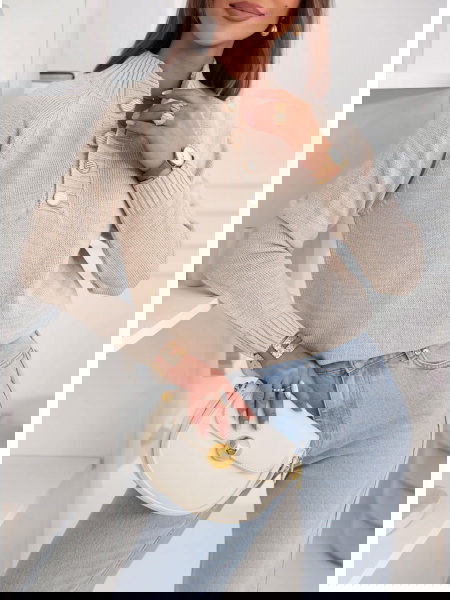 Beżowy sweter z ozdobnymi... 2