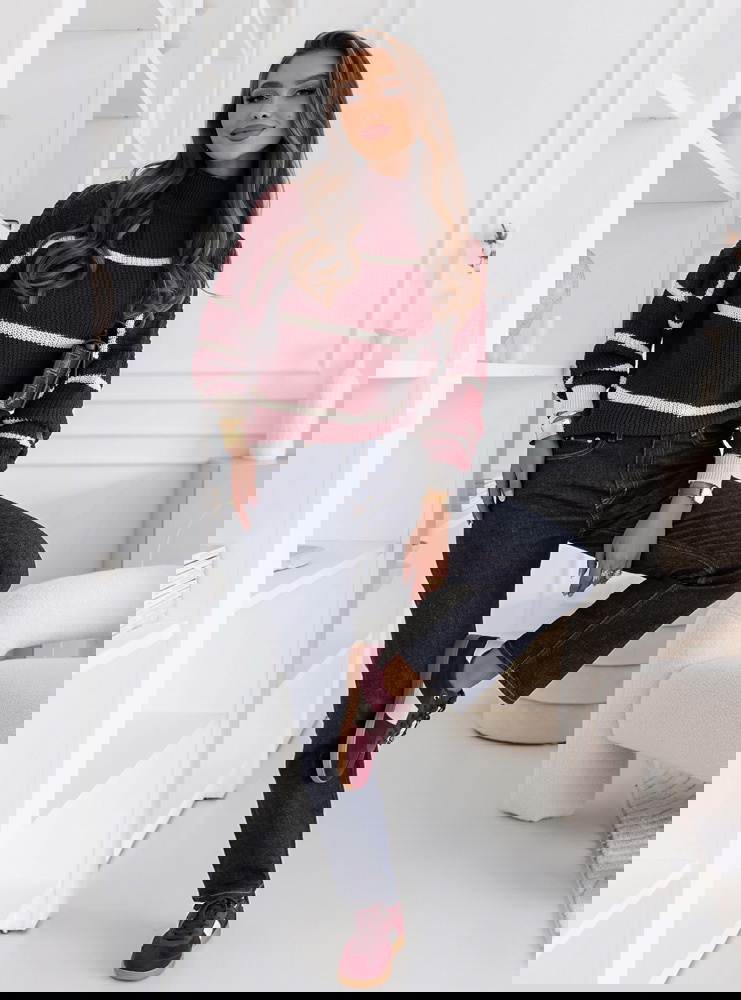 Bordowy sweter w paski Milisent