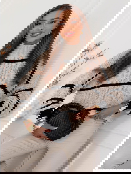 Beżowy sweter w paski Milisent 2