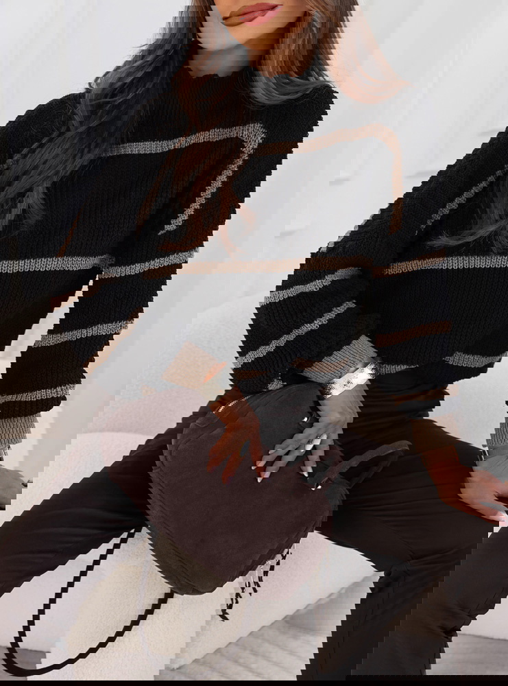 Czarny sweter w paski Milisent