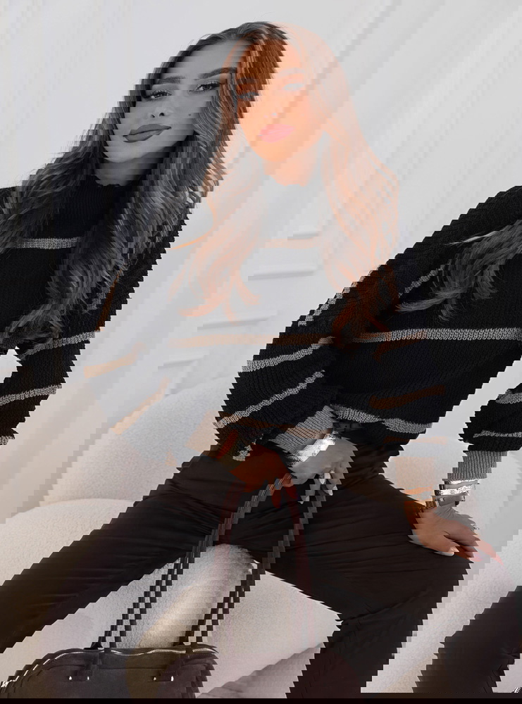 Czarny sweter w paski Milisent