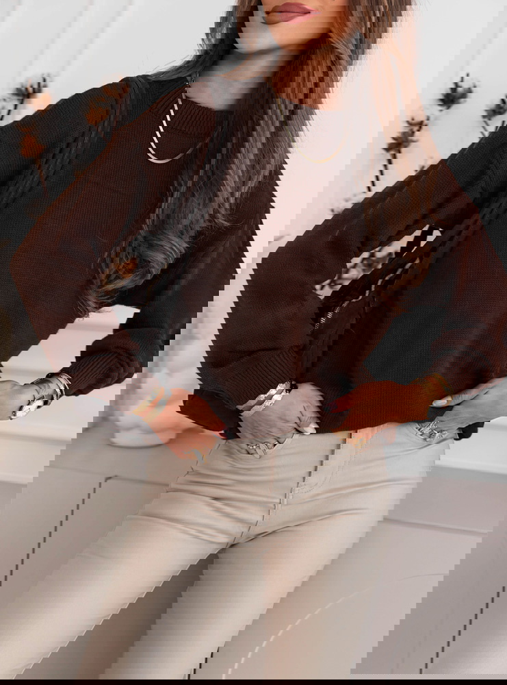 Czekoladowy sweter oversize Dorcella