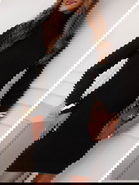 Czarna sukienka swetrowa z... 2