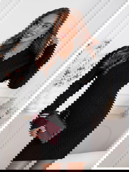 Czarna sukienka swetrowa z...