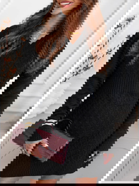 Czarna sukienka swetrowa z... 2