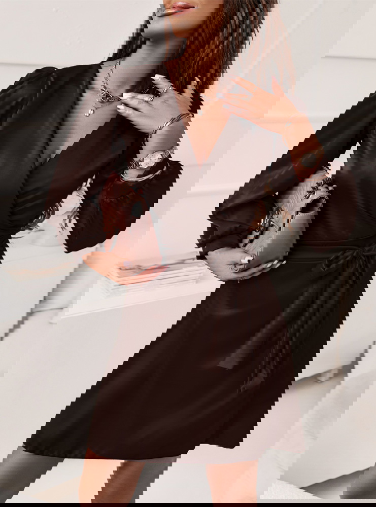 Czekoladowa satynowa sukienka...