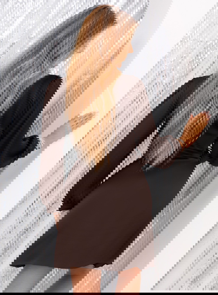 Czekoladowa satynowa sukienka...