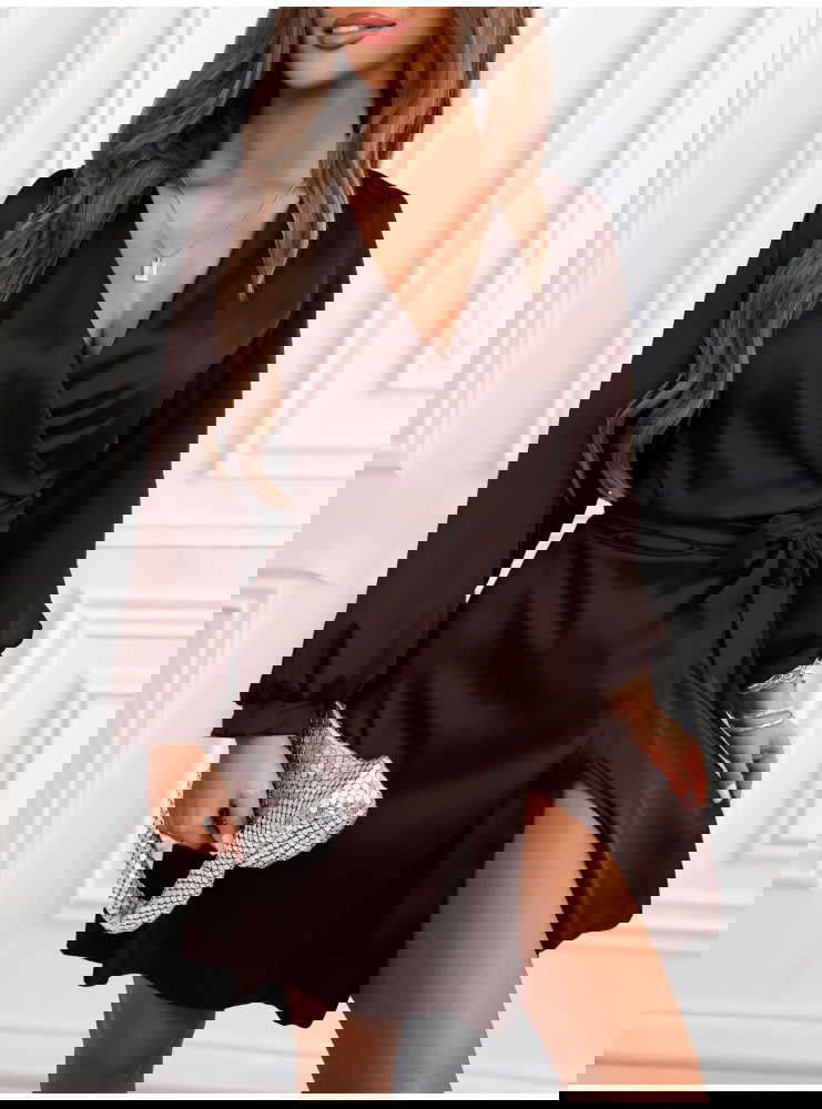 Czekoladowa satynowa sukienka...