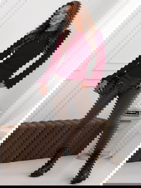 Bordowa bluzka w prążek z... 2