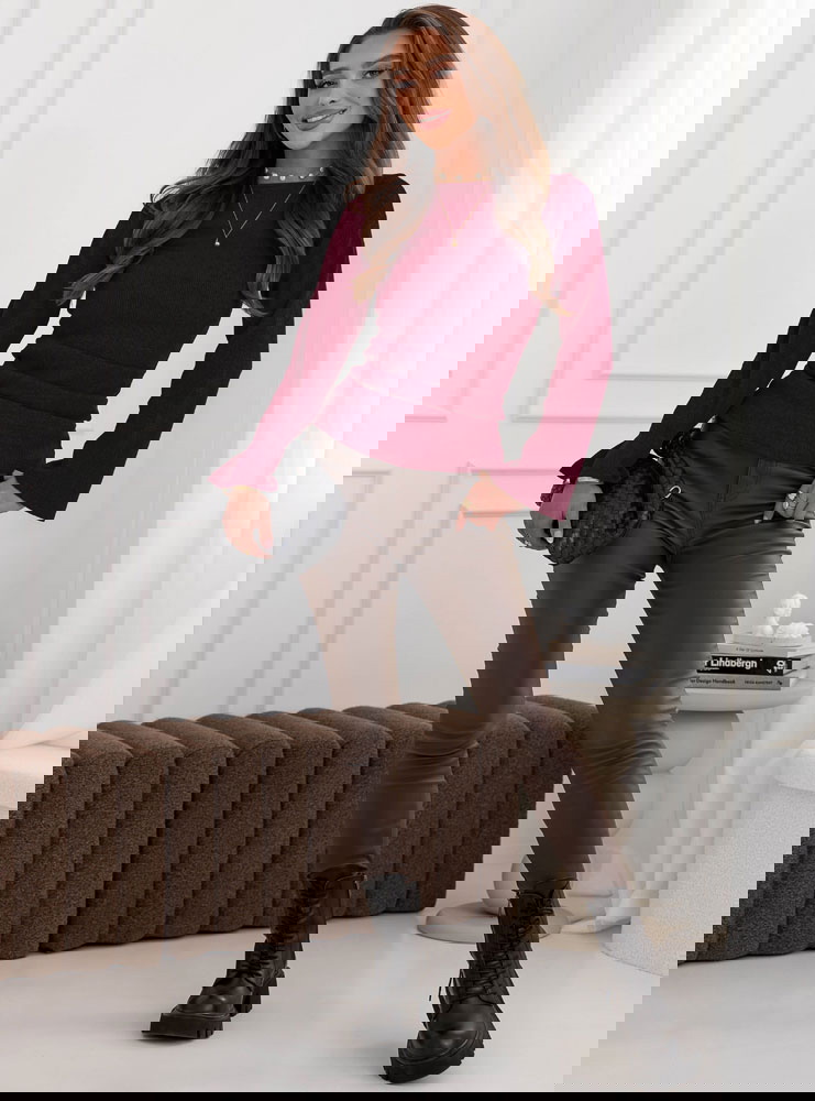 Bordowa bluzka w prążek z...