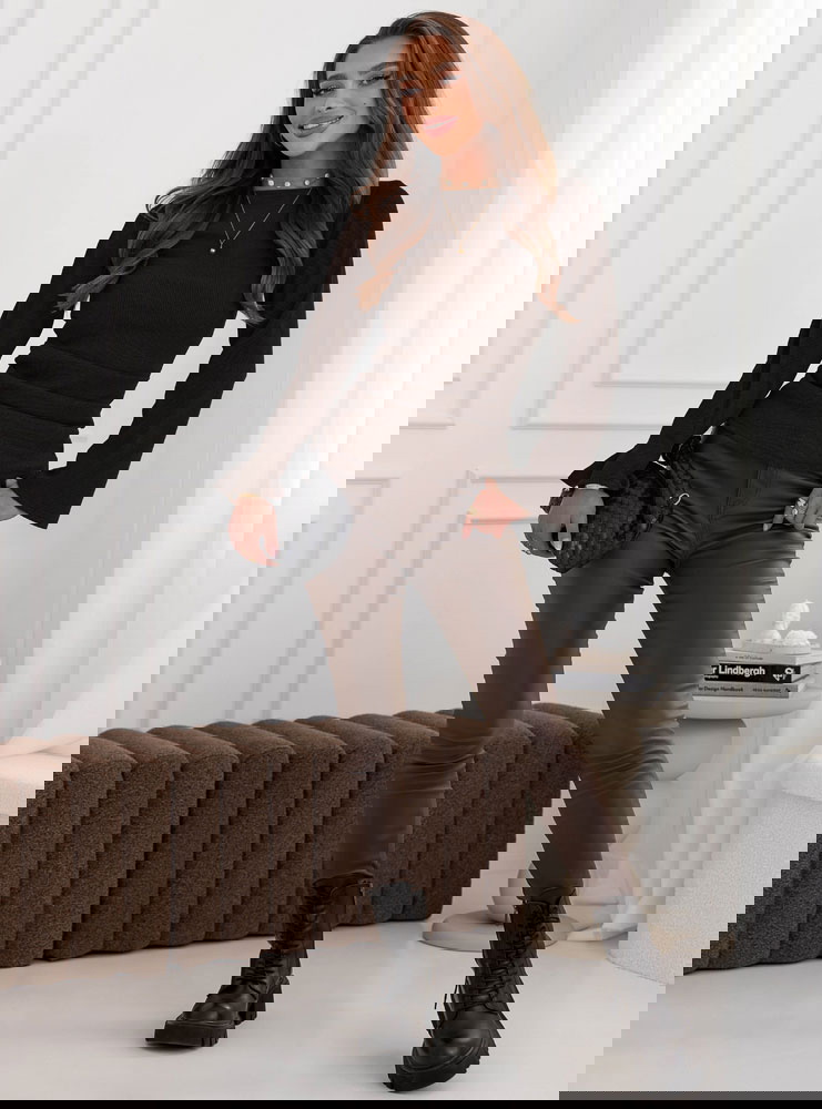 Czekoladowa bluzka w prążek z...