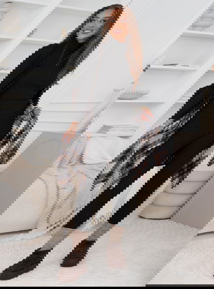 Czarny prążkowany komplet bluzka z...