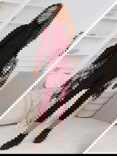 Bordowy prążkowany komplet...