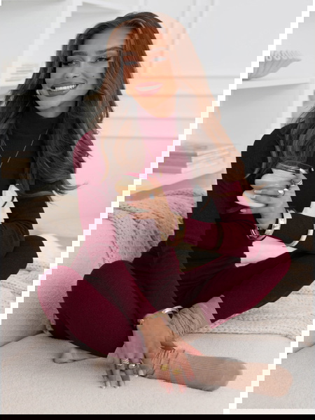 Bordowy prążkowany komplet... 2