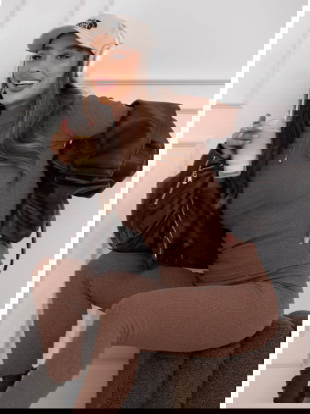 Prążkowany komplet bluzka z...