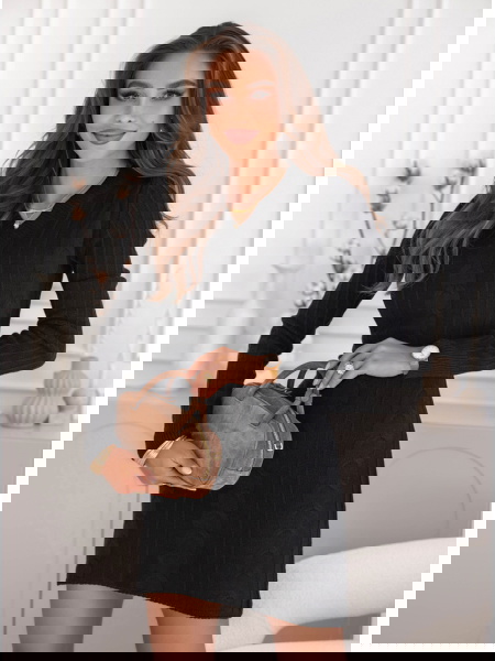 Czarna sukienka swetrowa z... 2