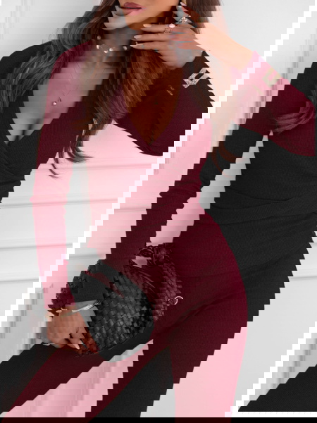 Bordowy prążkowany komplet... 2