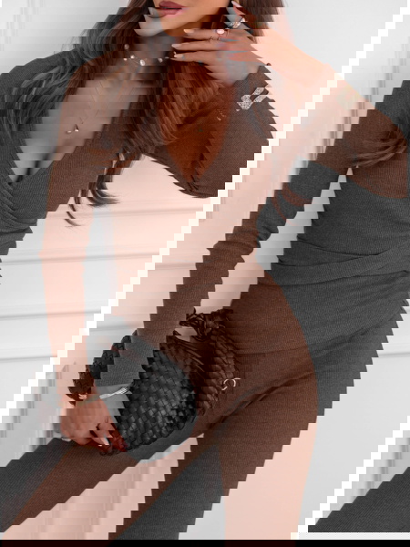 Prążkowany komplet bluzka z... 2