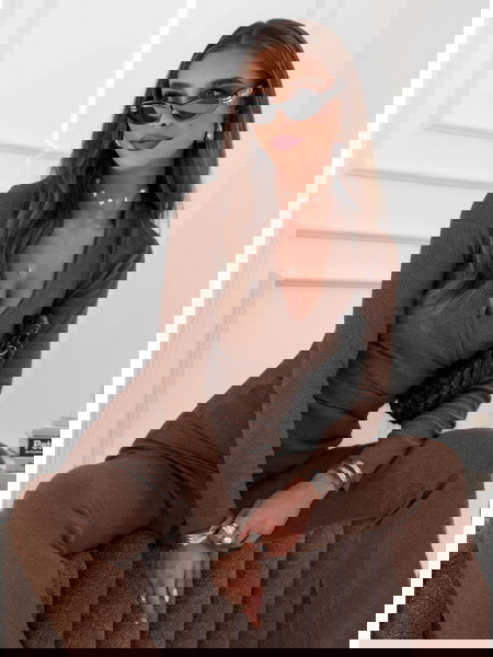 Prążkowany komplet bluzka z...