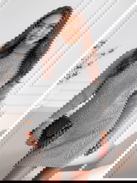 Szara sukienka swetrowa z...