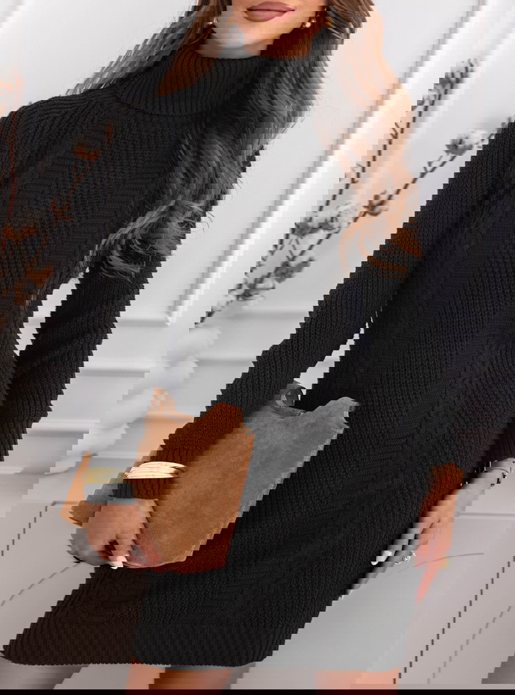 Czarna sukienka swetrowa z...