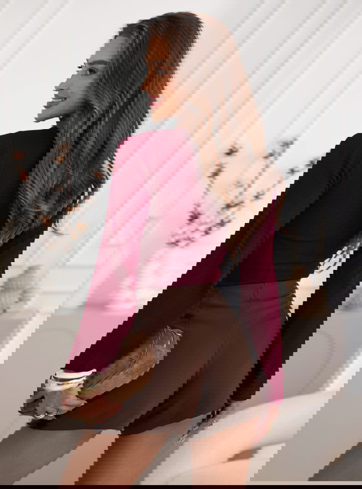 Bordowa bluzka w prążek z...