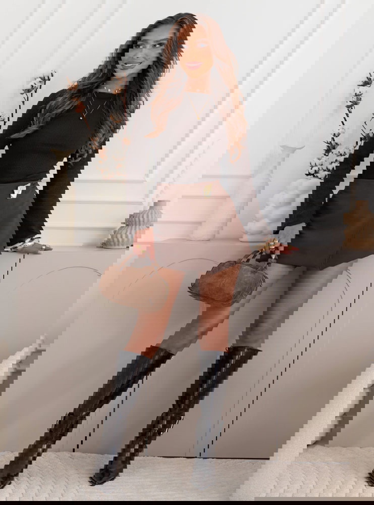 Czekoladowa bluzka w prążek z...