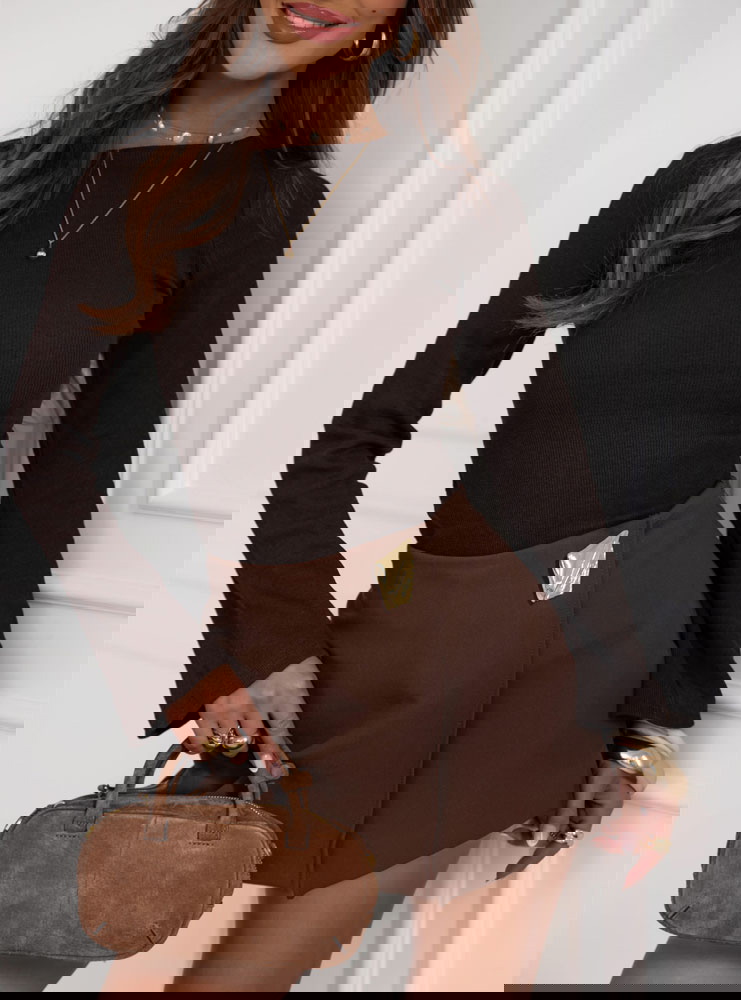 Czekoladowa bluzka w prążek z...