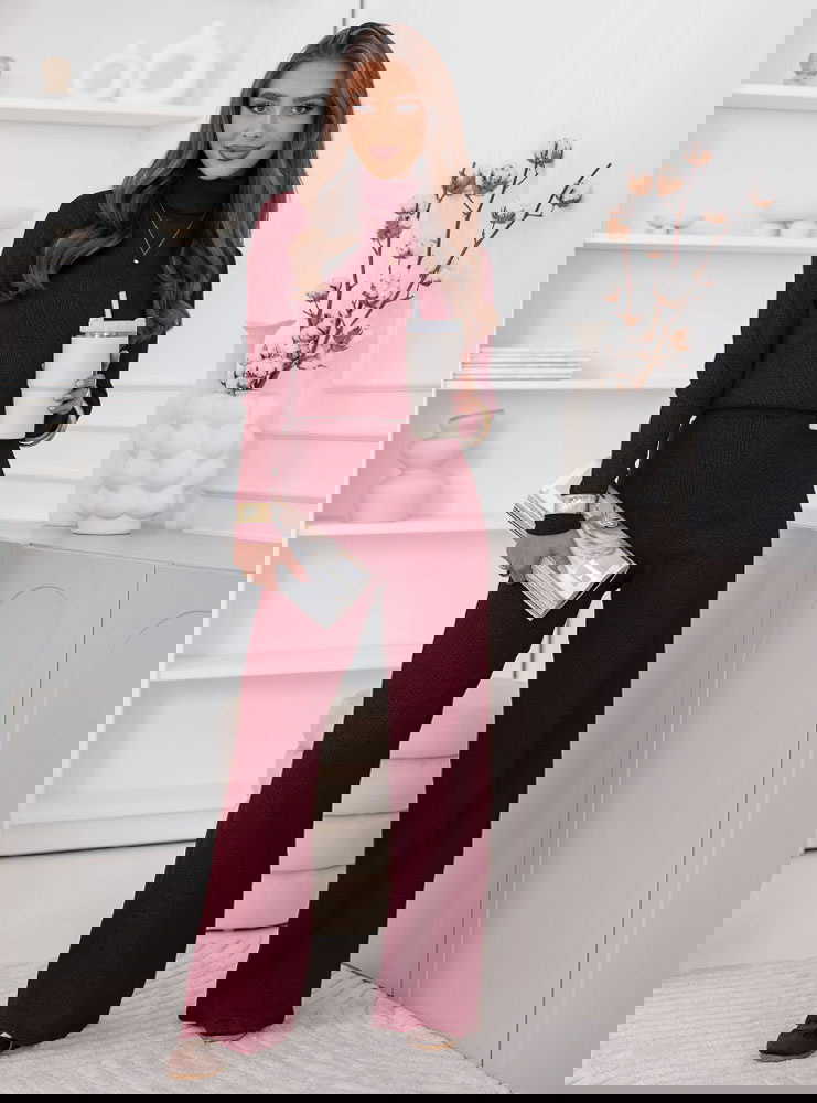 Bordowy komplet bluzka z golfem i...