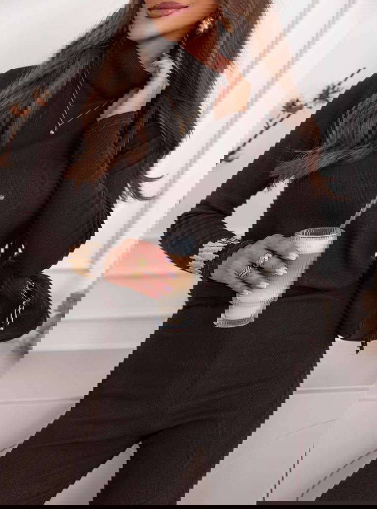 Czekoladowy komplet bluzka z golfem i...