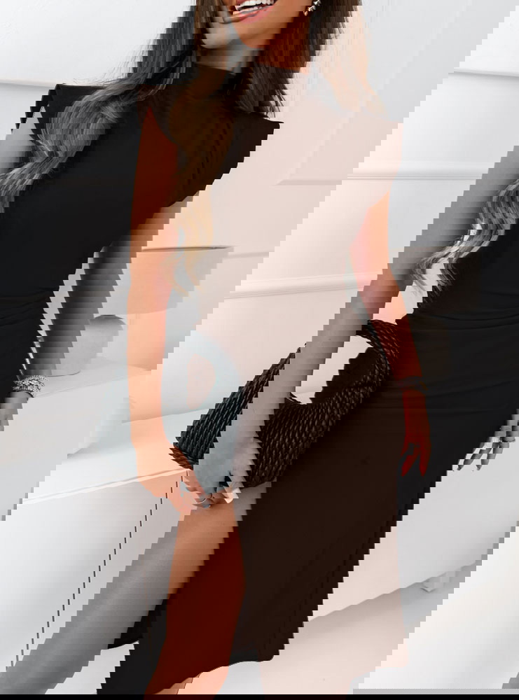 Czekoladowa dopasowana sukienka z...