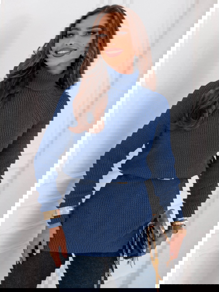 Granatowy sweter z golfem...