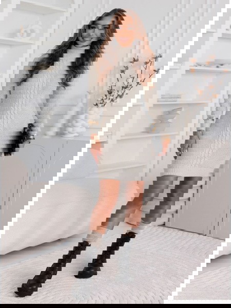 Beżowa sweterkowa sukienka... 2